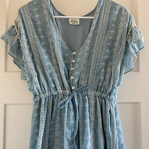 New Mix Light Blue Embroidered Dress